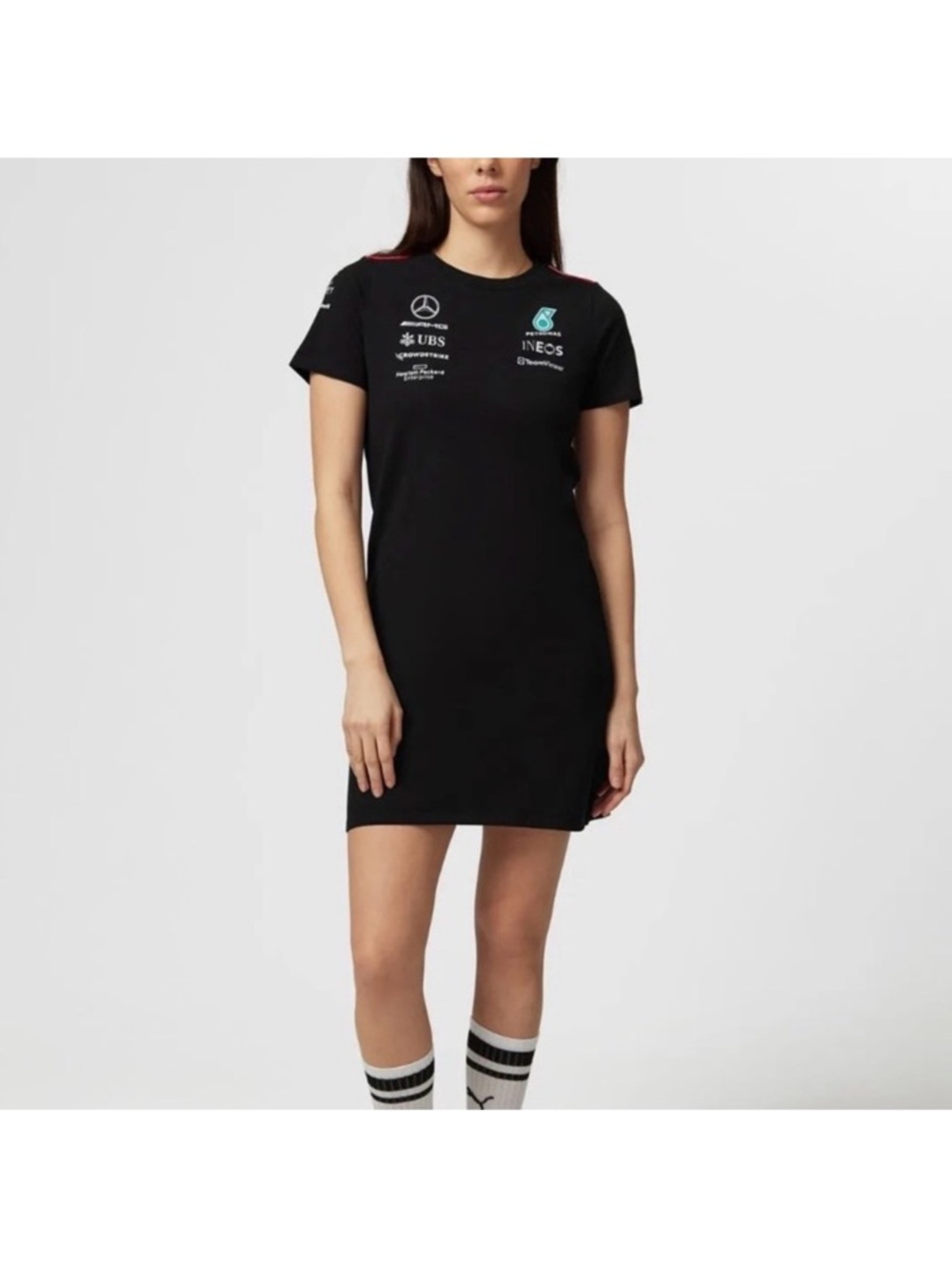 Mercedes AMG Petronas Black Crewneck Tee Mini shirt Dress Formula One